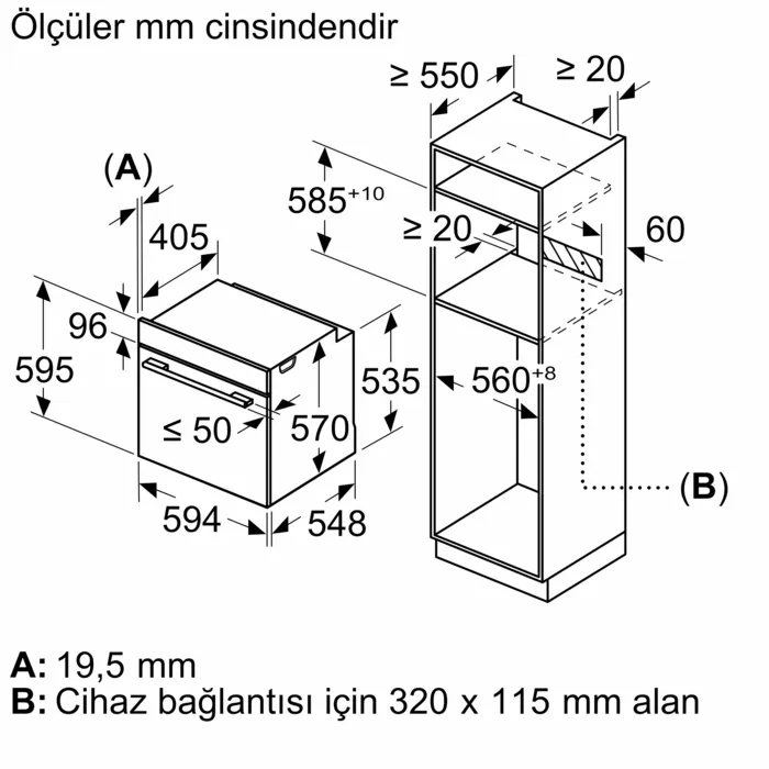Buhar Destekli Ankastre Fırın 60 x 60 cm Beyaz FXSA243B
