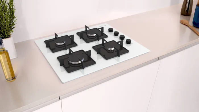 Gazlı Ocak 60 cm Sert cam, Beyaz OE36K2P10D