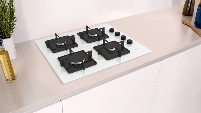 Gazlı Ocak 60 cm Sert cam, Beyaz OE36P2P10L