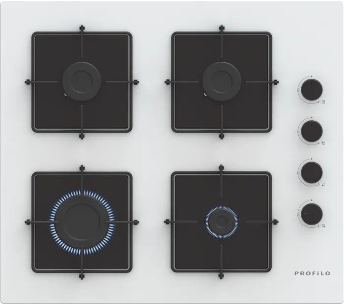 Gazlı Ocak 60 cm Sert cam, Beyaz OE36P2P10L