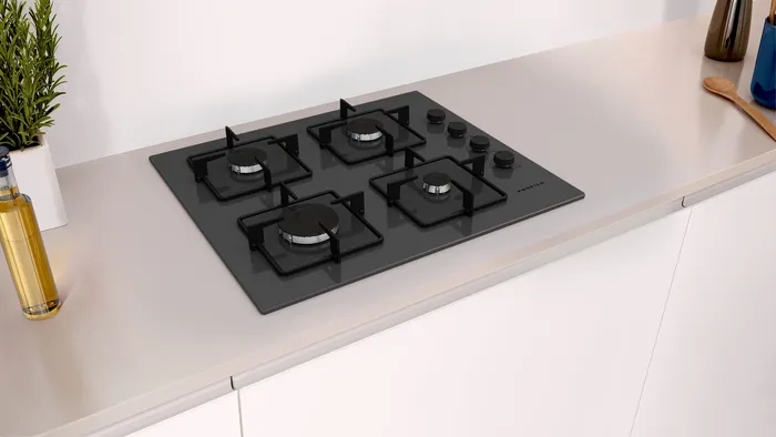 Gazlı Ocak 60 cm Sert cam, Platin gri OE36P9P10D