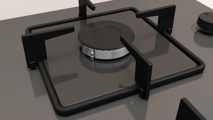 Gazlı Ocak 60 cm Sert cam, Platin gri OE36P9P10D