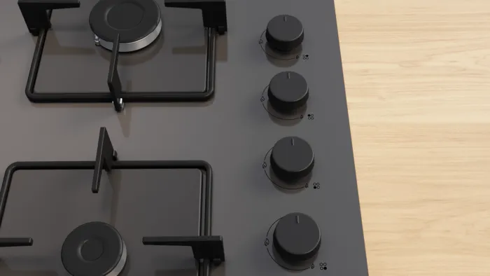 Gazlı Ocak 60 cm Sert cam, Platin gri OE36P9P10L