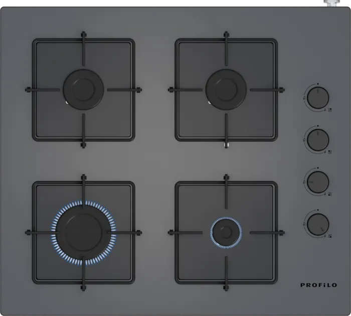 Gazlı Ocak 60 cm Sert cam, Platin gri OE36P9P10D