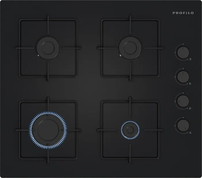 Gazlı Ocak 60 cm Sert cam, Siyah OE36K6P10D