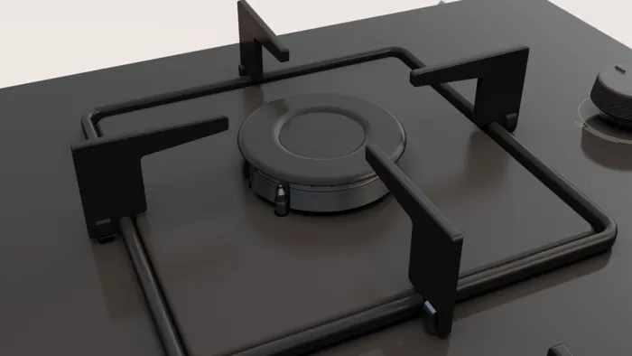 Gazlı Ocak 60 cm Sert cam, Siyah OE36P6P10L