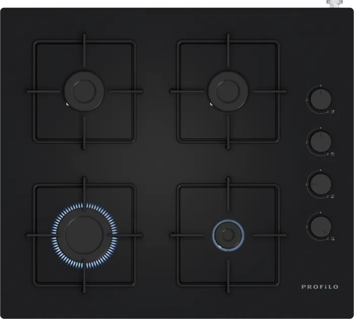 Gazlı Ocak 60 cm Sert cam, Siyah OE36P6P10L