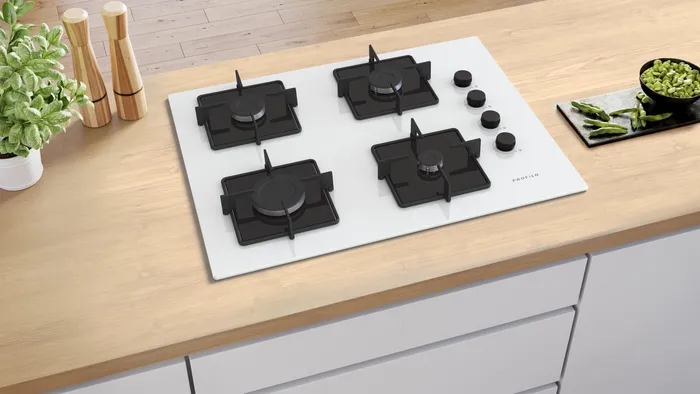 Gazlı Ocak 67 cm Sert cam, Beyaz OE37P2P10D