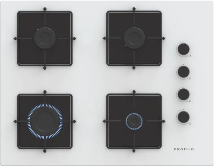 Gazlı Ocak 67 cm Sert cam, Beyaz OE37P2P10D