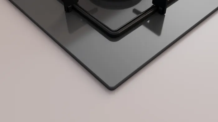 Gazlı Ocak 67 cm Sert cam, Platin gri OE37P9P10D