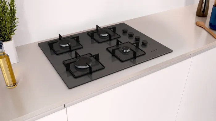 Gazlı Ocak 67 cm Sert cam, Platin gri OE37P9P10D