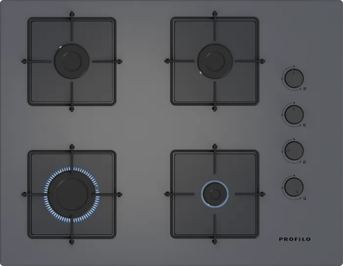 Gazlı Ocak 67 cm Sert cam, Platin gri OE37P9P10D
