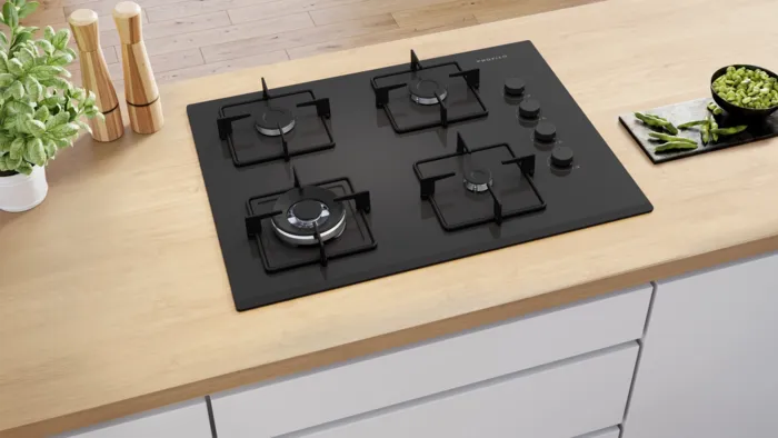 Gazlı Ocak 67 cm Sert cam, Siyah OE37H6P10D