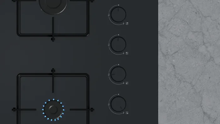 Gazlı Ocak 67 cm Sert cam, Siyah OE37P6P10D