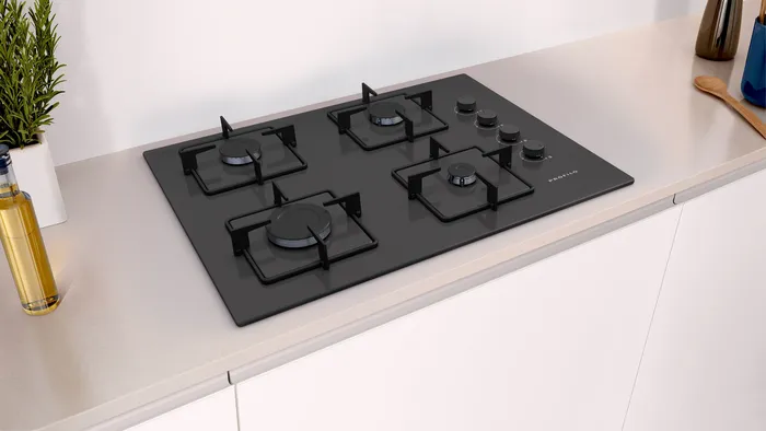 Gazlı Ocak 67 cm Sert cam, Siyah OE37P6P10D