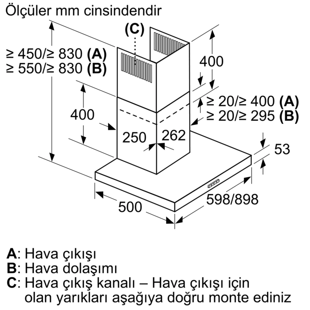 iQ100 Duvar Tipi Davlumbaz 90 cm Paslanmaz çelik