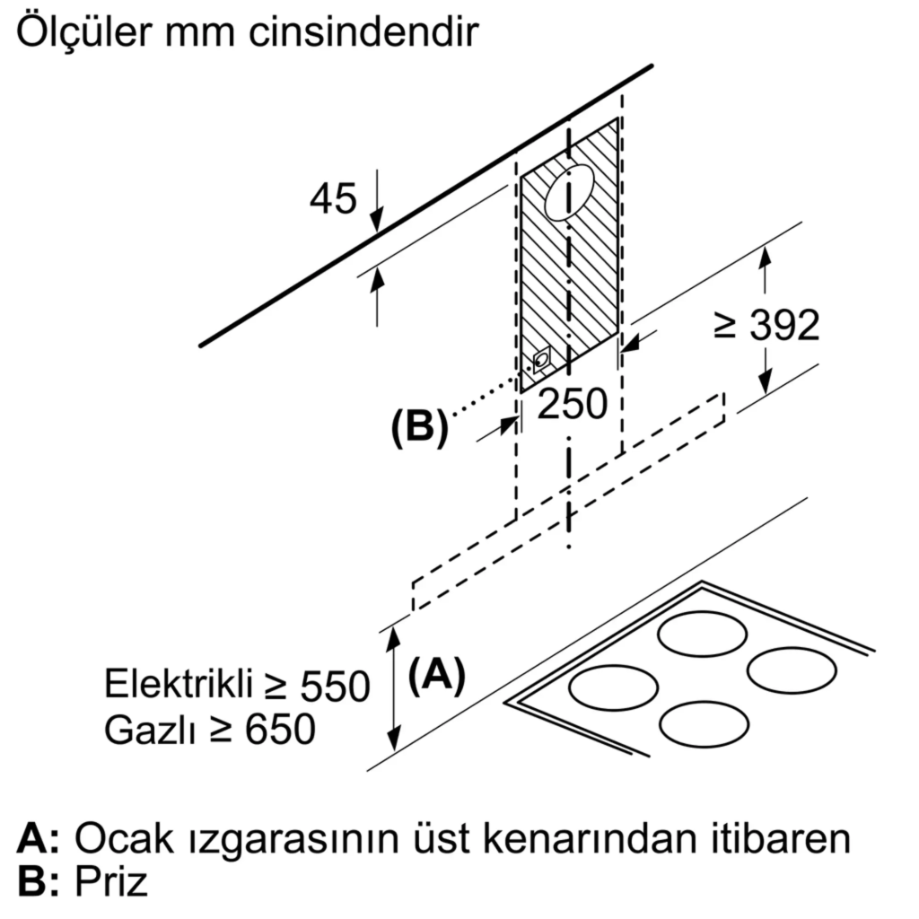 iQ100 Duvar Tipi Davlumbaz 90 cm Paslanmaz çelik