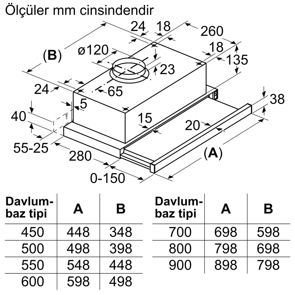 iQ100 Teleskopik Aspiratör 60 cm Gümüş metalik