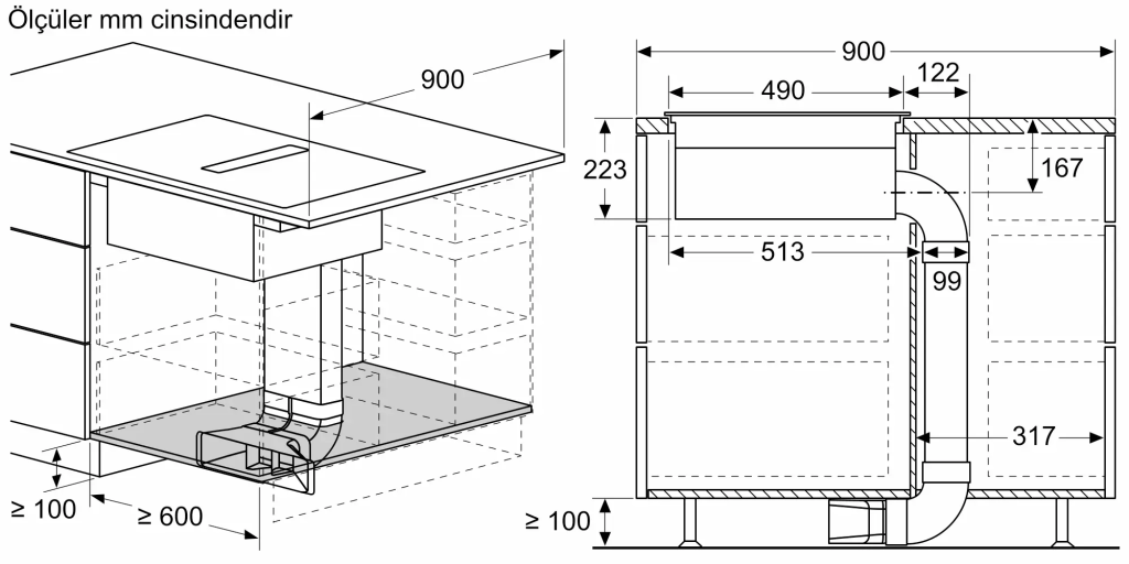 iQ300 Davlumbaz Entegreli İndüksiyon Ocak,, 80 cm Çerçevesiz Yüzey