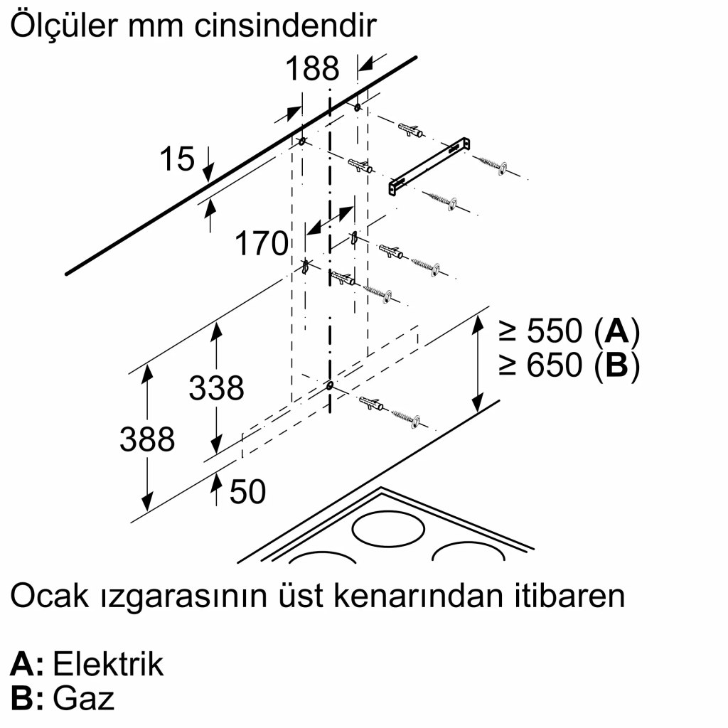 iQ300 Duvar Tipi Davlumbaz 60 cm Siyah