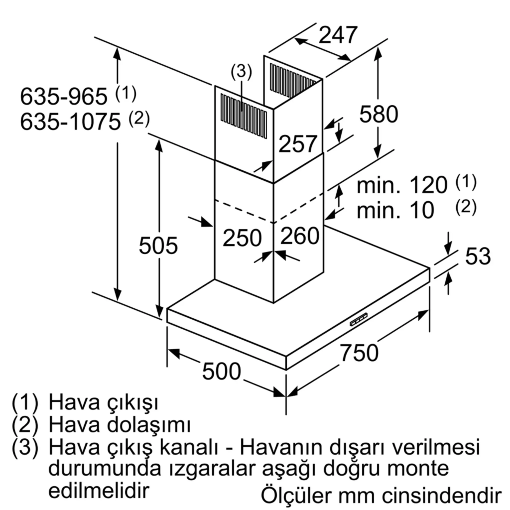 iQ300 Duvar Tipi Davlumbaz 75 cm Paslanmaz çelik