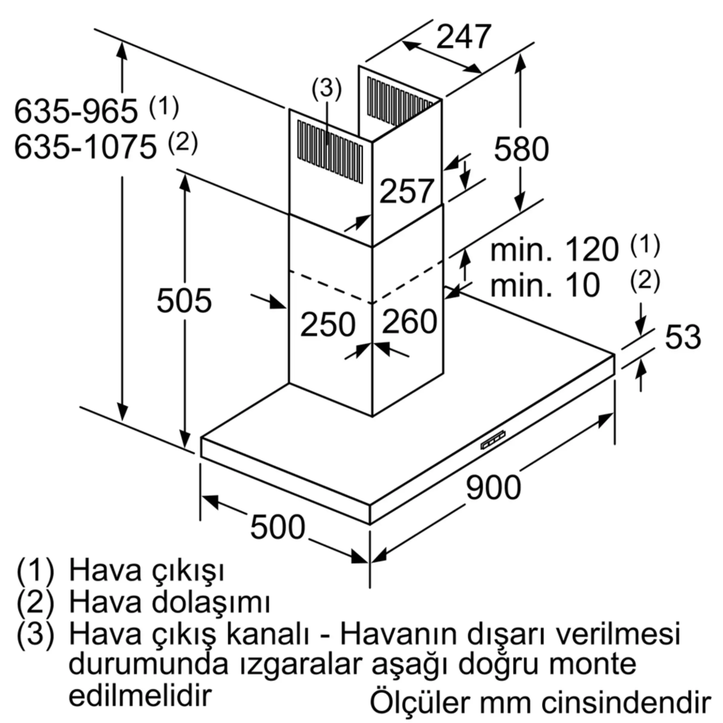 iQ300 Duvar Tipi Davlumbaz 90 cm Paslanmaz çelik