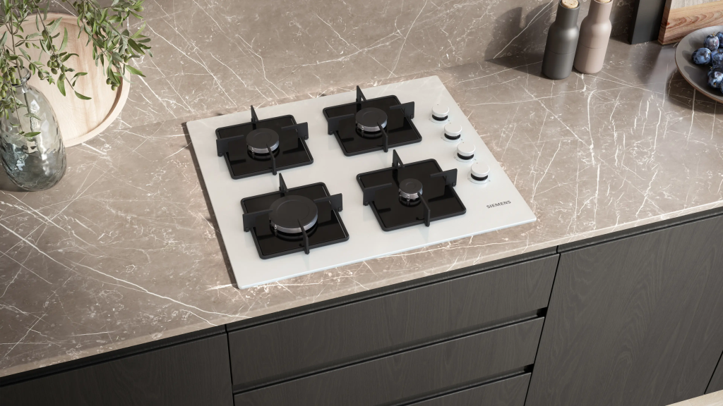 iQ300 Gazlı Ocak 60 cm Sert cam, Beyaz