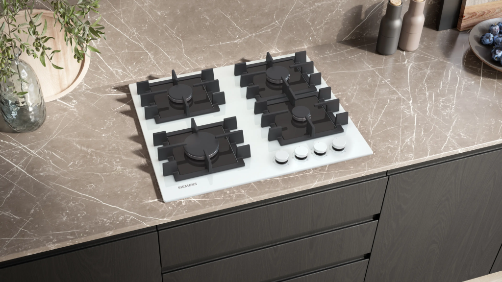 iQ300 Gazlı Ocak 60 cm Sert cam, Beyaz