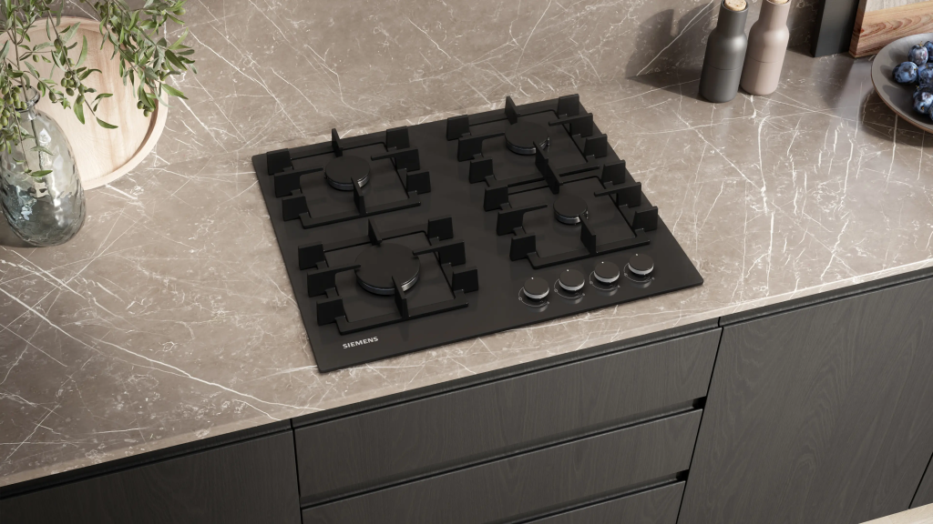 iQ300 Gazlı Ocak 60 cm Sert cam, Siyah