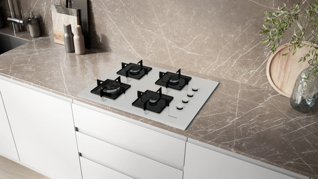 iQ300 Gazlı Ocak 67 cm Sert cam, Beyaz