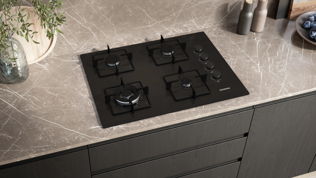 iQ300 Gazlı Ocak 67 cm Sert cam, Siyah