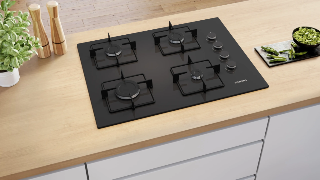 iQ300 Gazlı Ocak 67 cm Sert cam, Siyah