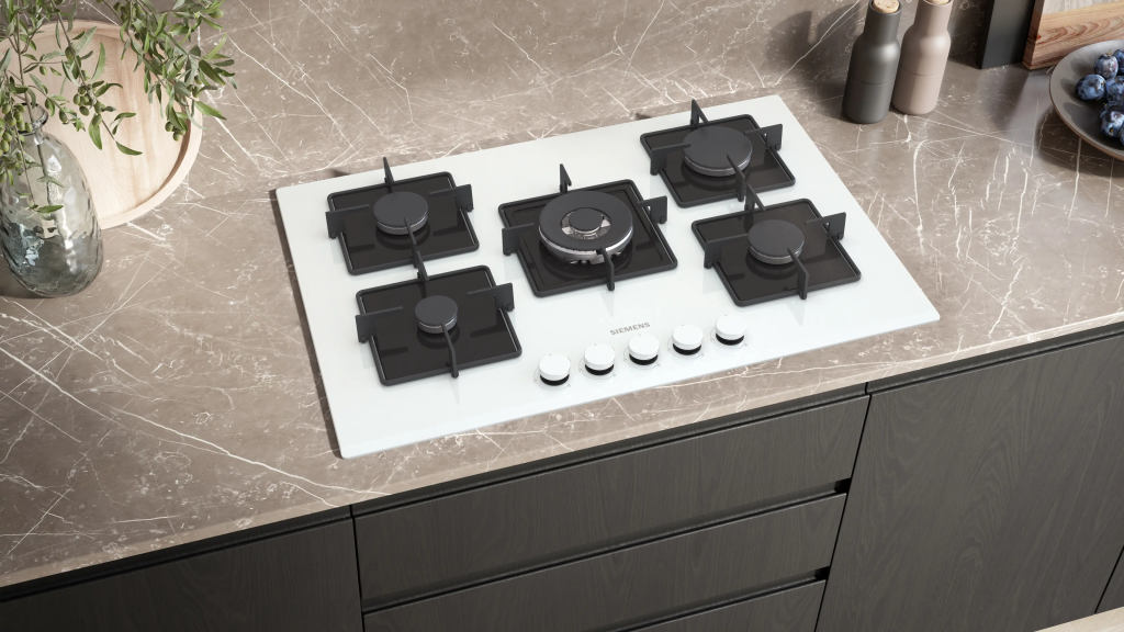 iQ300 Gazlı Ocak 75 cm Sert cam, Beyaz