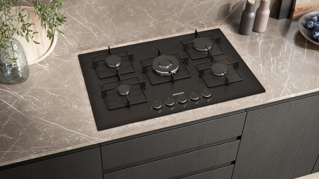 iQ300 Gazlı Ocak 75 cm Sert cam, Siyah