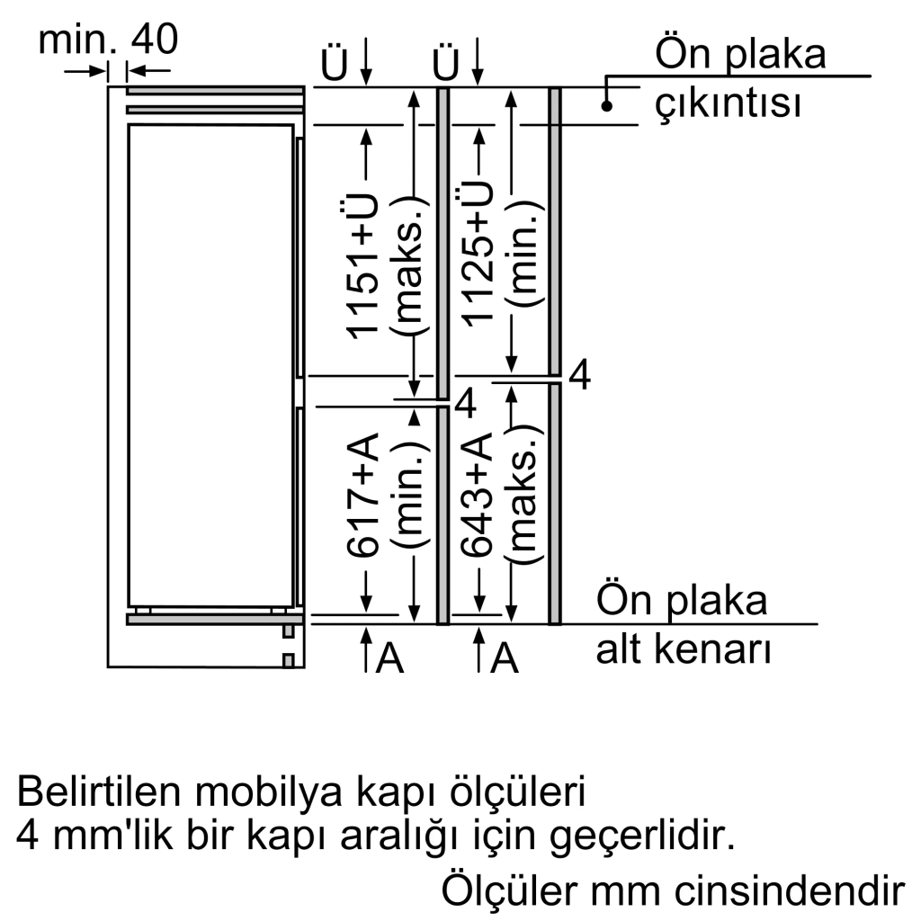 iQ500 Alttan Donduruculu Ankastre Buzdolabı 177.2 x 55.8 cm Düz Menteşe