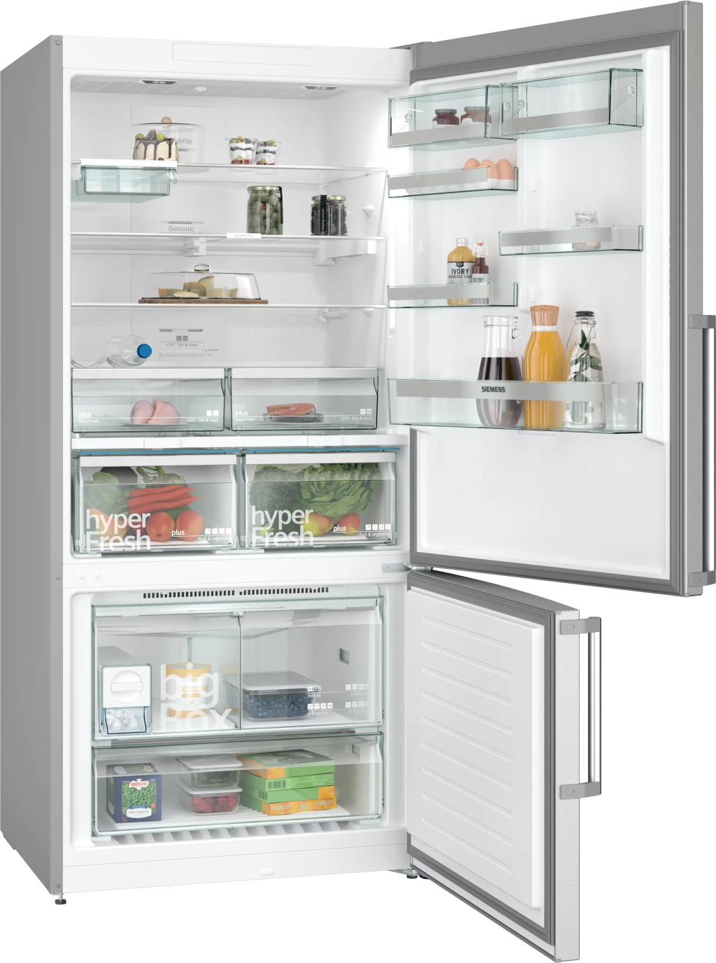 iQ500 Alttan Donduruculu Buzdolabı 186 x 86 cm Kolay temizlenebilir Inox, Total noFrost