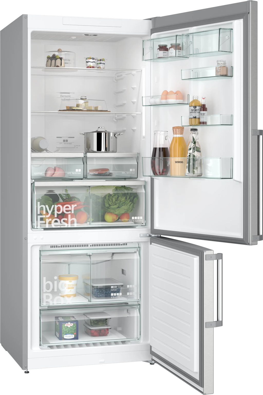 iQ500 Alttan Donduruculu Buzdolabı 186 x 75 cm Kolay temizlenebilir Inox, Total noFrost