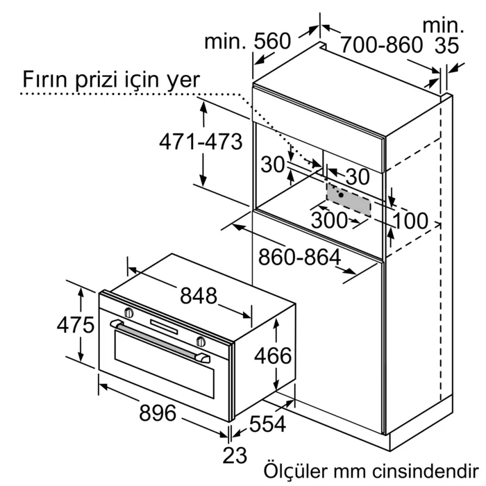 iQ500 Ankastre Fırın 90 x 48 cm Inox