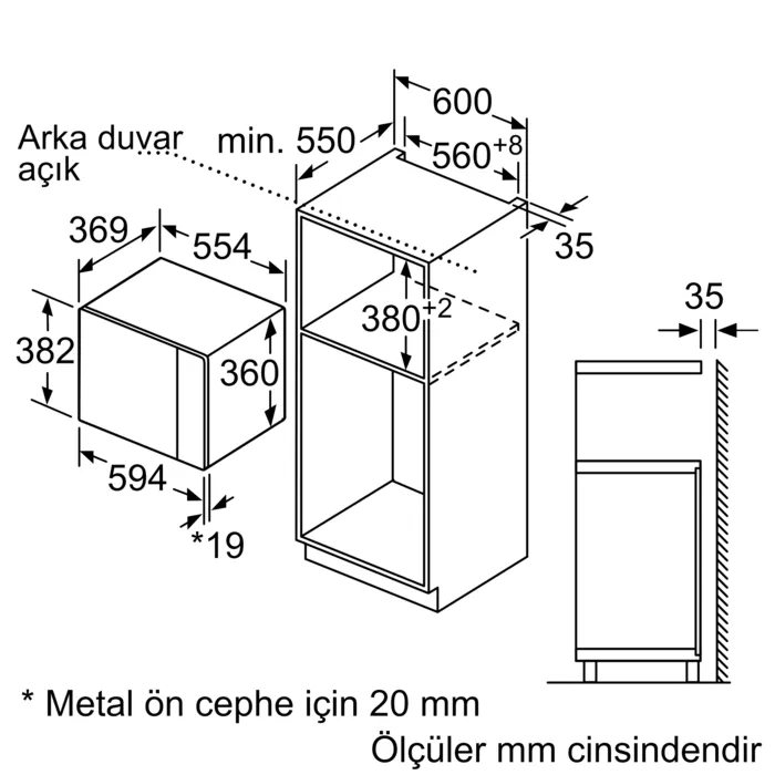 iQ500 Ankastre Mikrodalga, Izgara Fonksiyonlu 59 x 38 cm Siyah