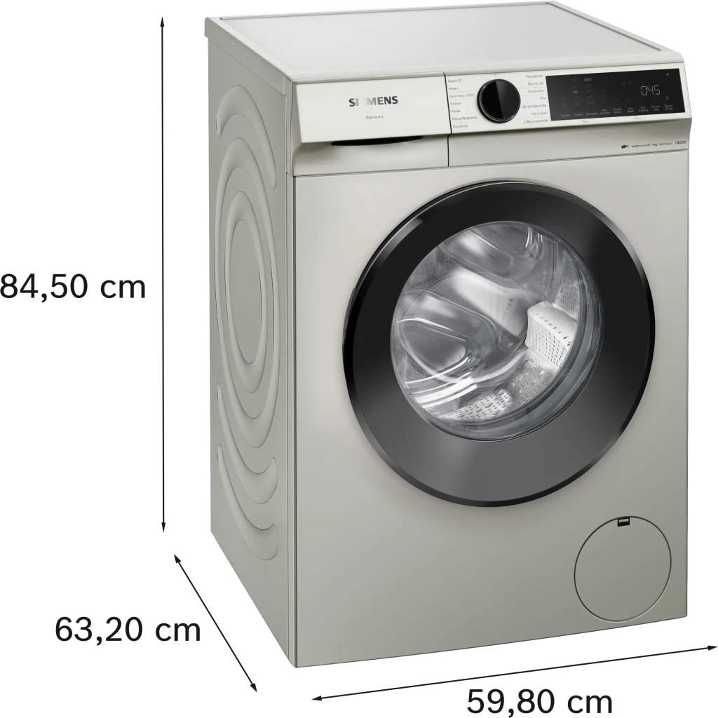 iQ500 Çamaşır Makinesi 9 kg maks. 1200 dev./dak., Gümüş