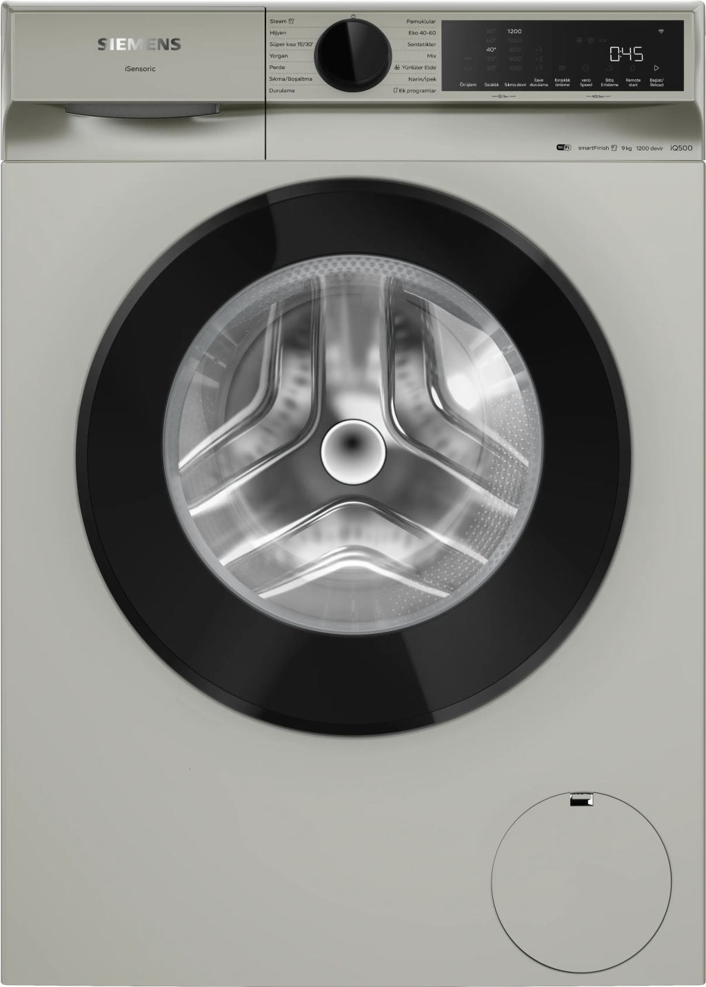 iQ500 Çamaşır Makinesi 9 kg maks. 1200 dev./dak., Gümüş