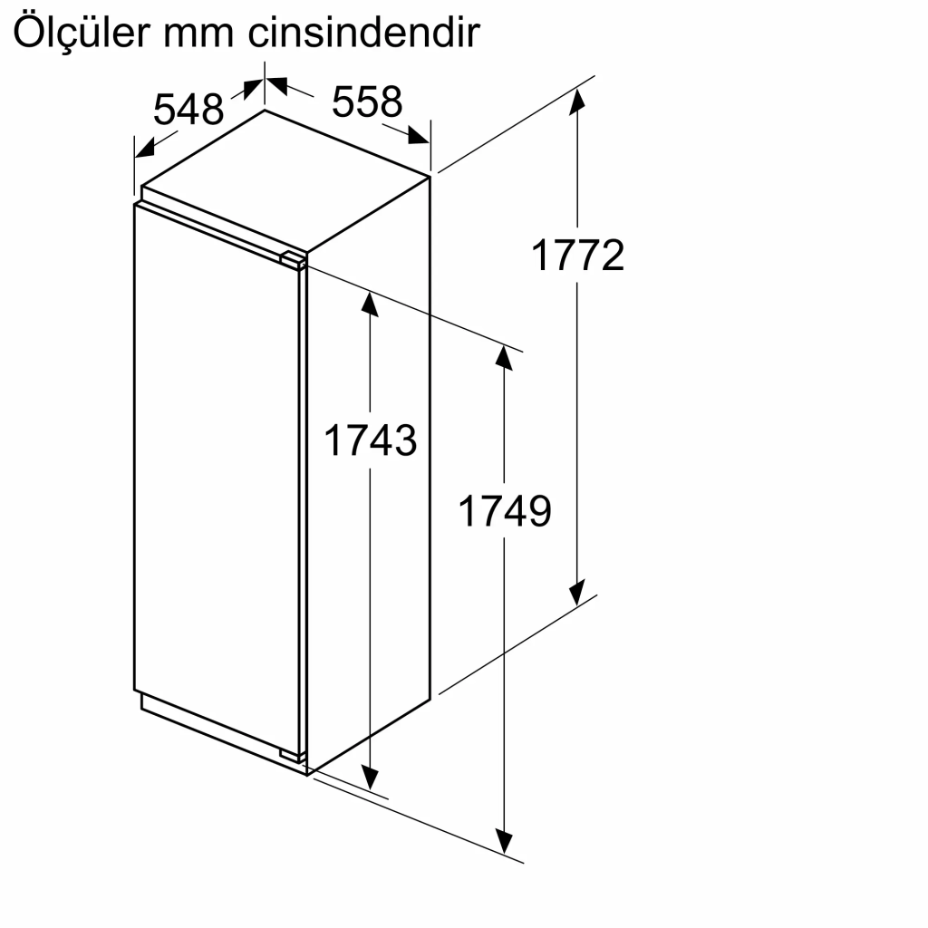 iQ500 Derin Donduruculu Ankastre Buzdolabı 177.2 x 55.8 cm softClosing Düz Menteşe