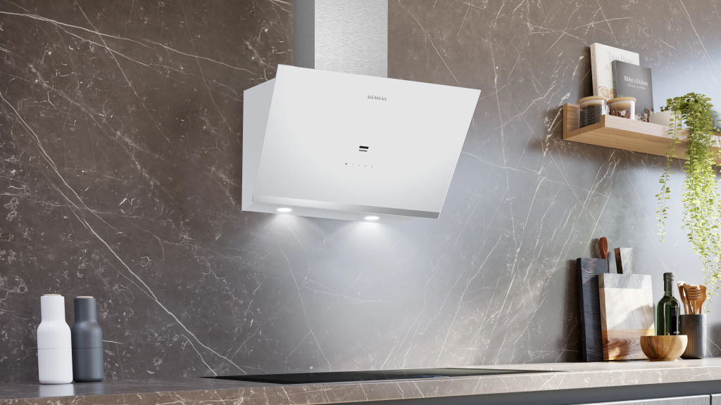 iQ500 Duvar Tipi Davlumbaz 60 cm Beyaz Cam Yüzey, Beyaz