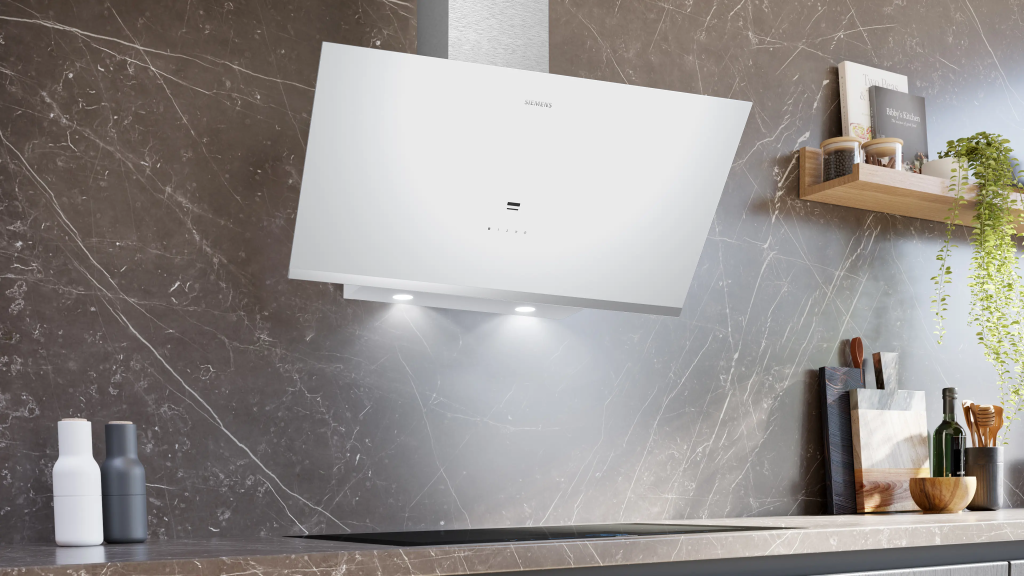 iQ500 Duvar Tipi Davlumbaz 90 cm Beyaz Cam Yüzey, Beyaz