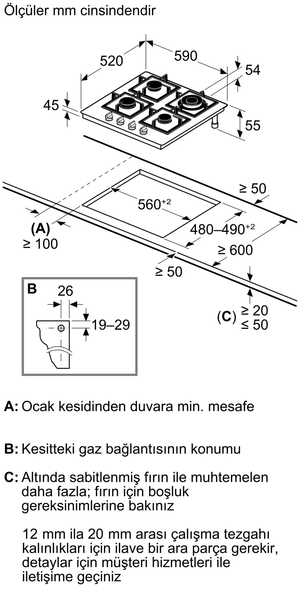 iQ500 Gazlı Ocak 60 cm Sert cam,