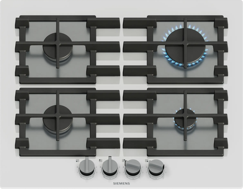 iQ500 Gazlı Ocak 60 cm Sert cam, Beyaz