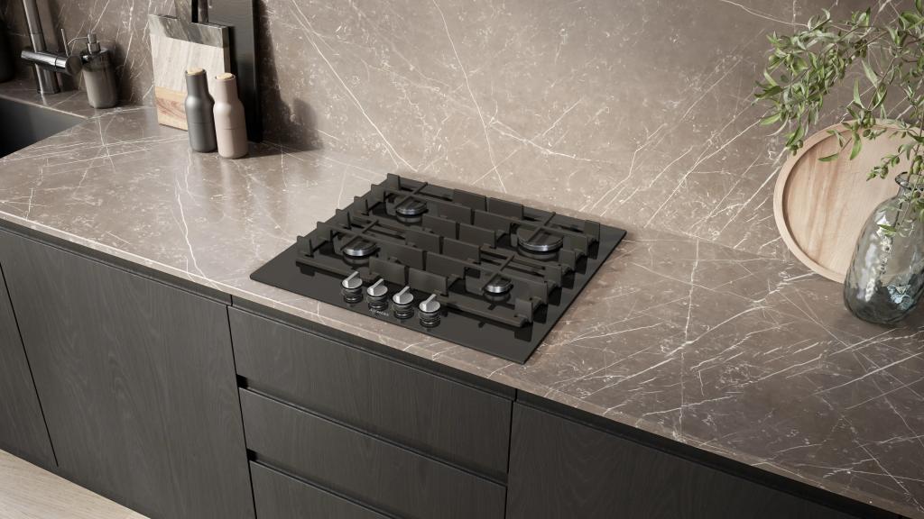 iQ500 Gazlı Ocak 60 cm Sert cam, Siyah