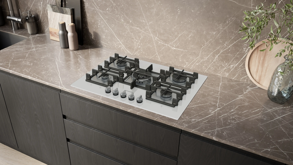 iQ500 Gazlı Ocak 75 cm Sert cam, Beyaz