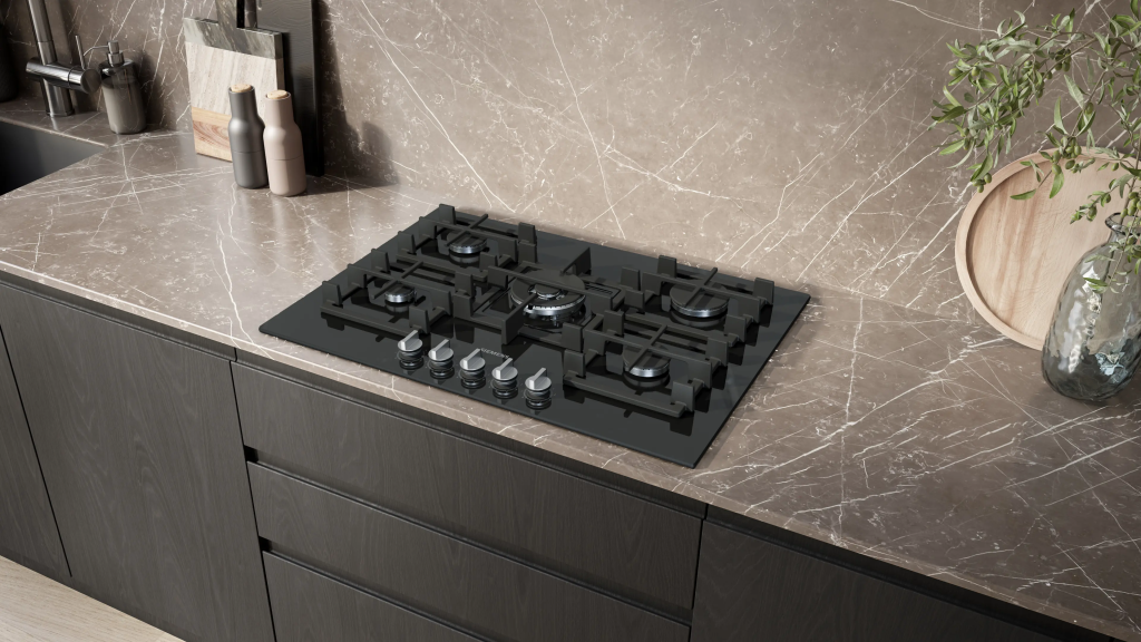 iQ500 Gazlı Ocak 75 cm Sert cam, Siyah