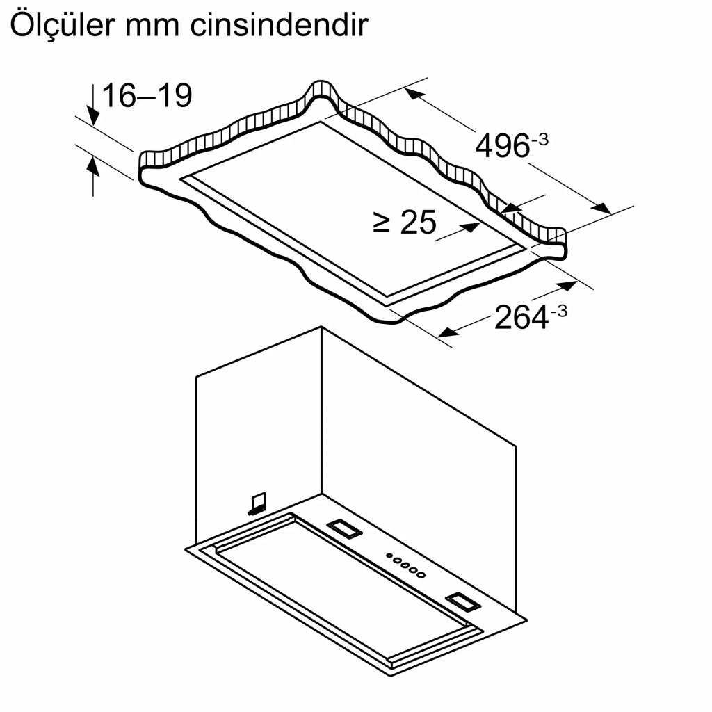 iQ500 Gömme Aspiratör 52 cm Paslanmaz çelik